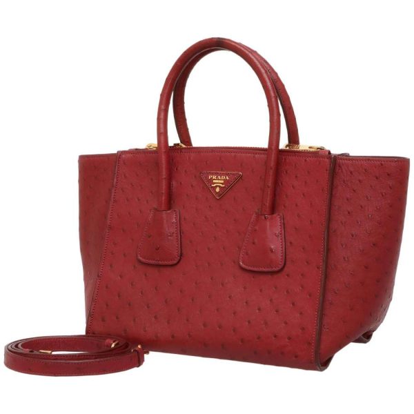 8761996 01 Prada Ostrich Womens Shoulder Bag Bordeaux