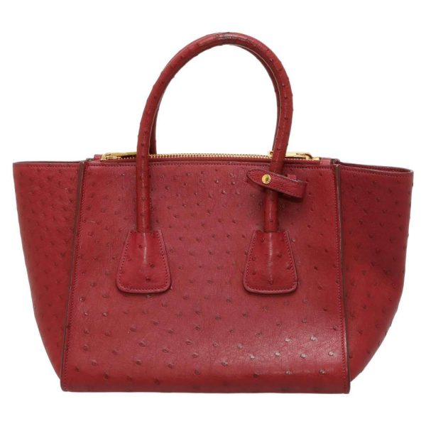 8761996 03 Prada Ostrich Womens Shoulder Bag Bordeaux