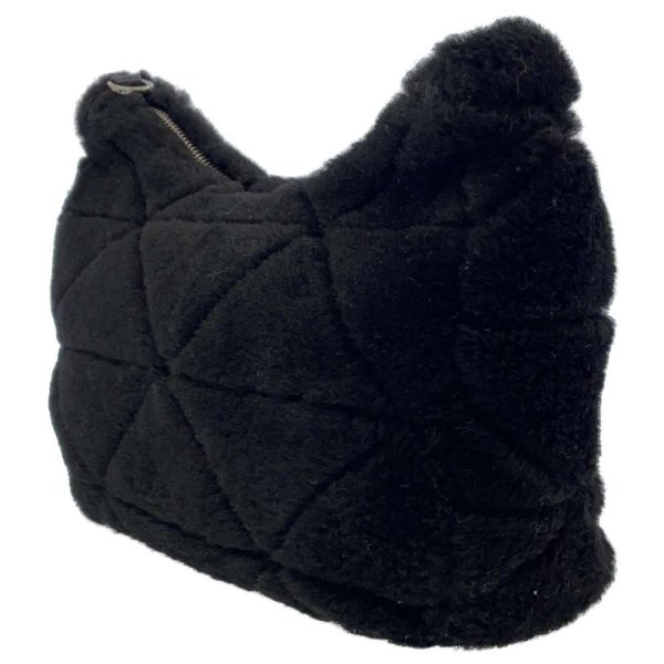 8998118 02 Prada Shoulder Bag Quilted Sheepskin Black Crossbody