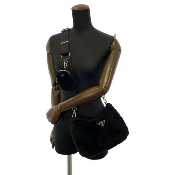 8998118 05 Prada Shoulder Bag Quilted Sheepskin Black Crossbody