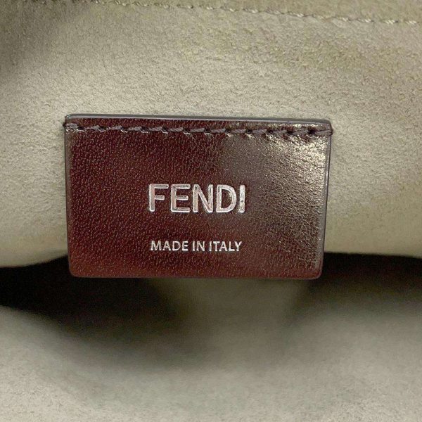 9294677 09 Fendi Shoulder Bag Leather Brown Logo Clutch Drawstring