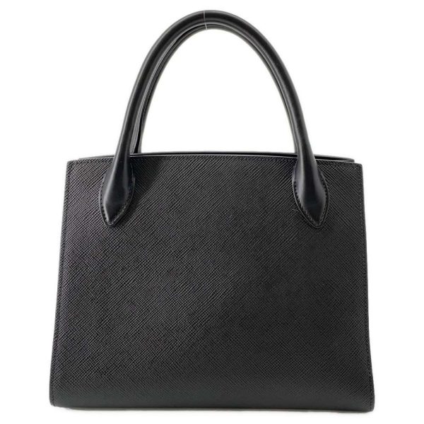 9346567 03 Prada Saffiano Monochrome Leather Handbag Black