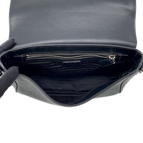 9350540 06 Prada Saffiano Shoulder Bag Leather Black Crossbody