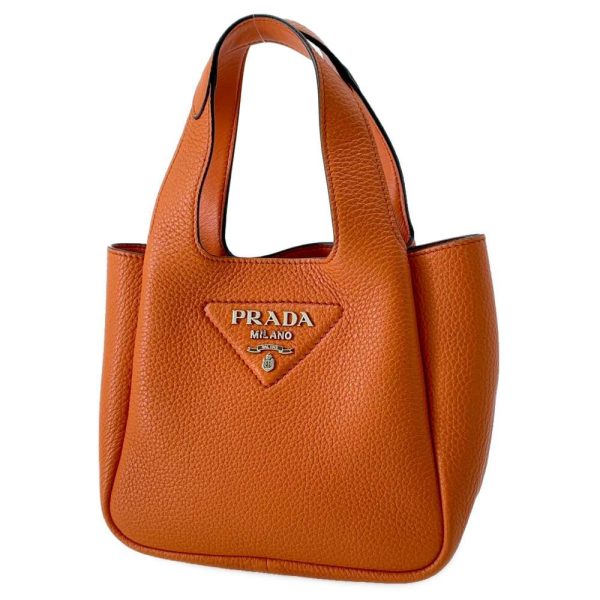 9359857 01 Prada Handbag Logo Leather Orange Mini Bag