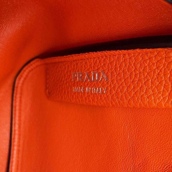 9359857 10 Prada Handbag Logo Leather Orange Mini Bag