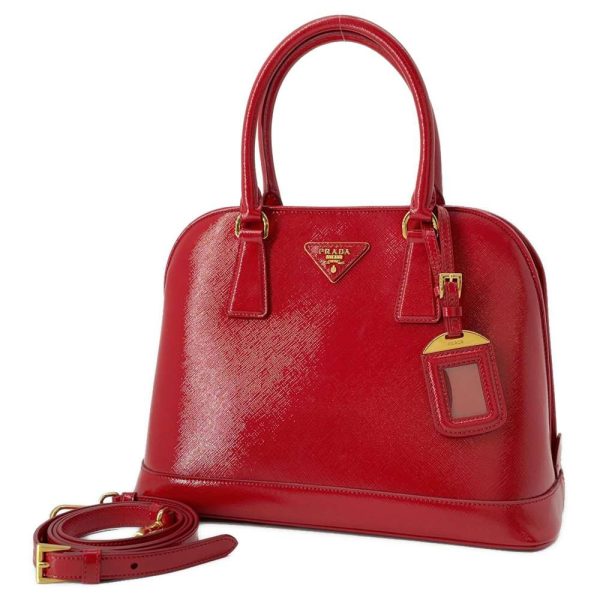 9384774 01 Prada Saffiano Leather 2way Shoulder Bag Red