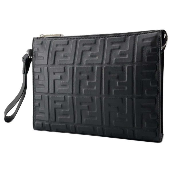 9395084 01 Fendi Zucca Clutch Bag Leather Black Handbag
