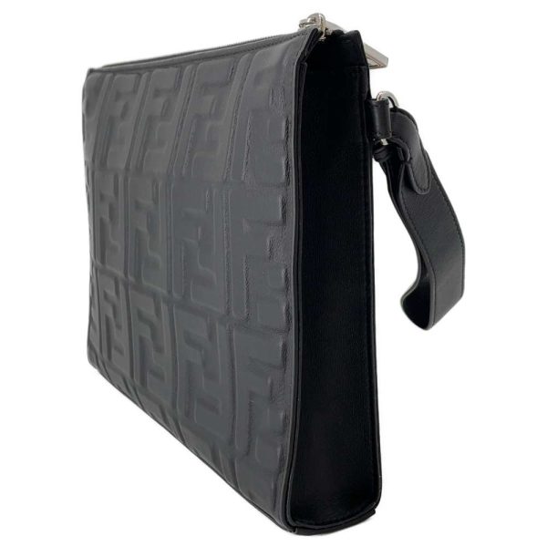 9395084 02 Fendi Zucca Clutch Bag Leather Black Handbag