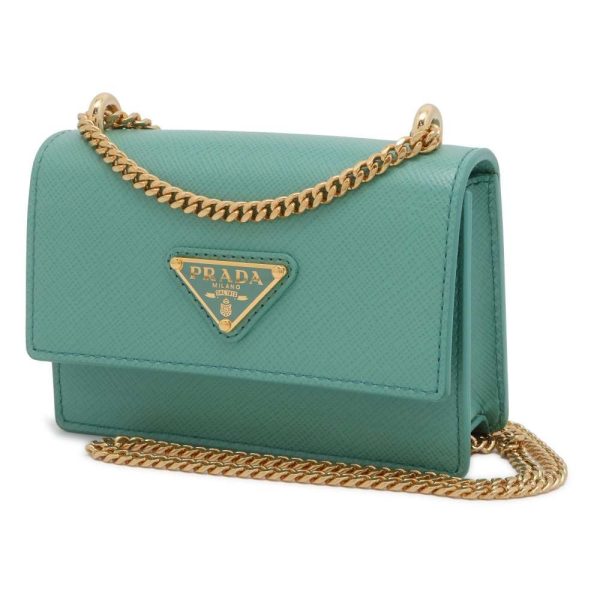 9398931 01 Prada Saffiano Chain Shoulder Bag Green