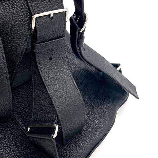 9400597 11 Prada Backpack Leather Black Triangle Logo