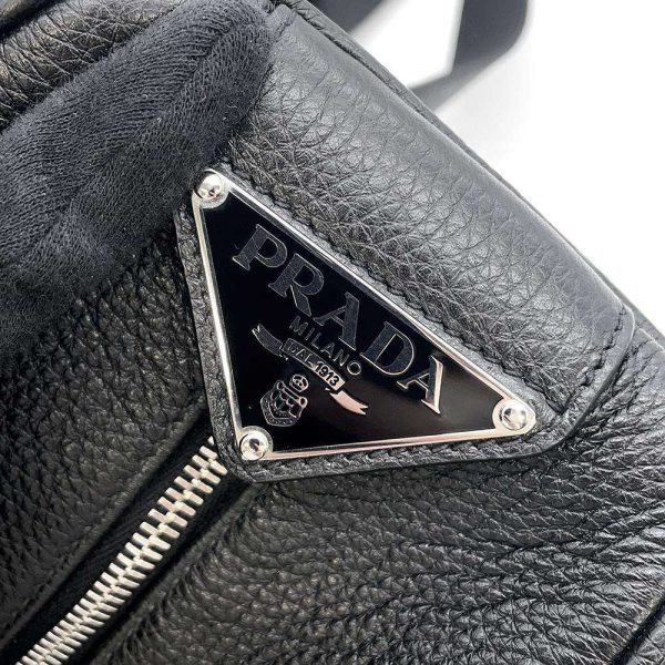 9400597 12 Prada Backpack Leather Black Triangle Logo