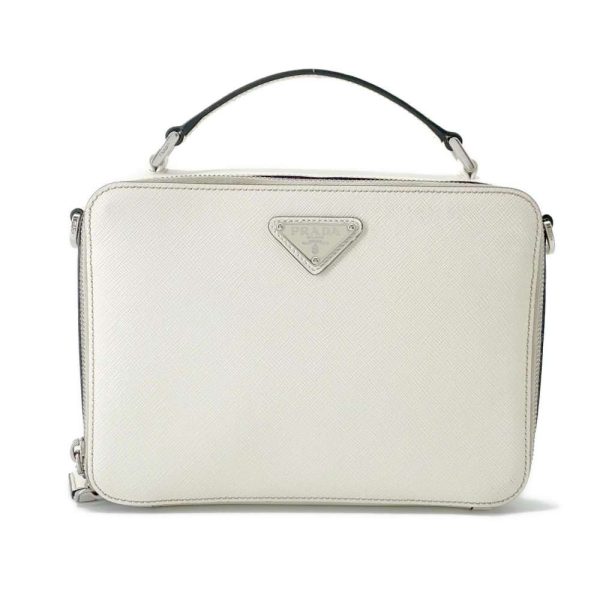 9441378 01 Prada Saffiano Leather Shoulder Bag White