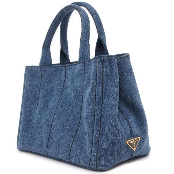 9443204 02 Prada Canapa Denim Tote Bag Blue