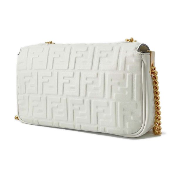 9445383 02 Fendi Midi Baguette Chain Shoulder Bag Off White