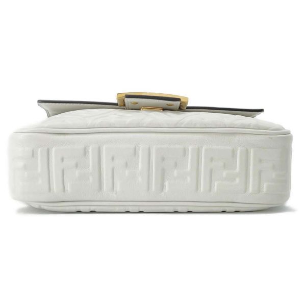 9445383 03 Fendi Midi Baguette Chain Shoulder Bag Off White