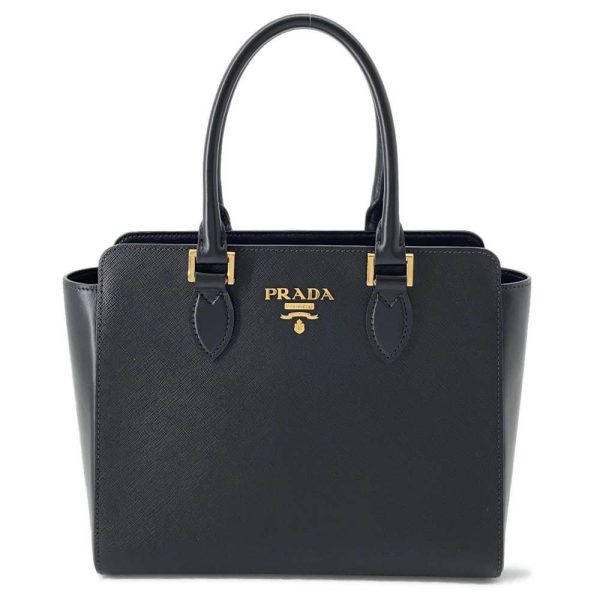 9463813 01 Prada Saffiano Handbag Leather Black 2WAY Shoulder Bag Crossbody