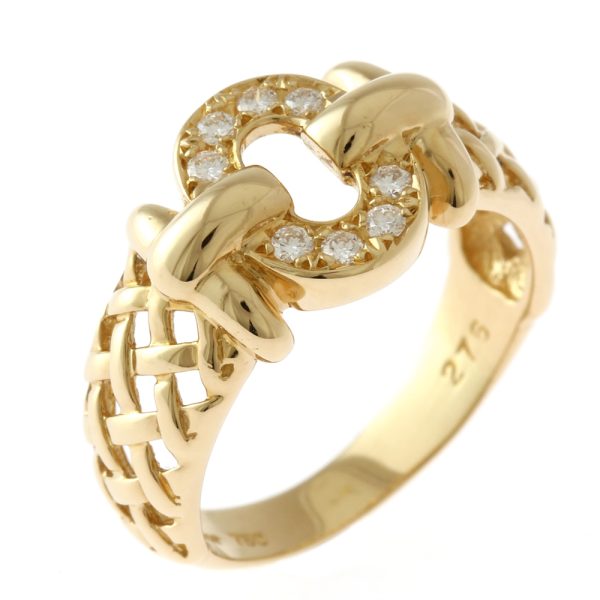 brj09000000042933 1 Christian Dior Ring Size 105 18K K18 Yellow Gold Diamond