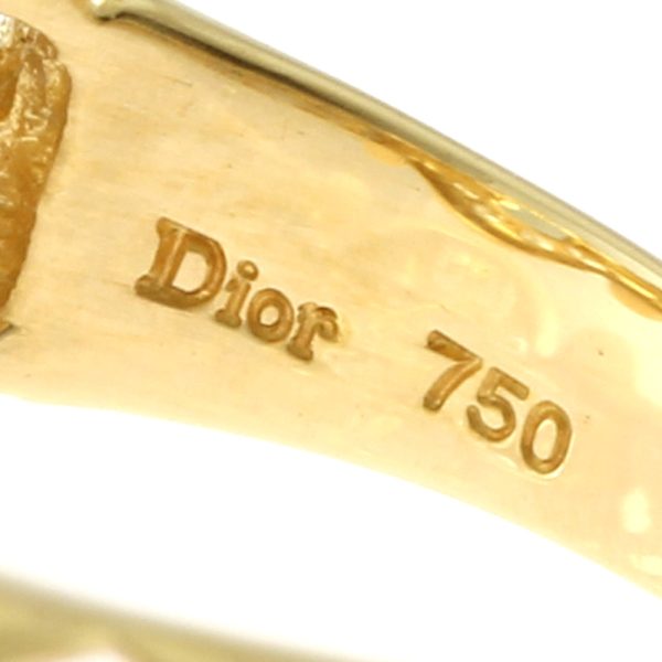 brj09000000042933 7 Christian Dior Ring Size 105 18K K18 Yellow Gold Diamond