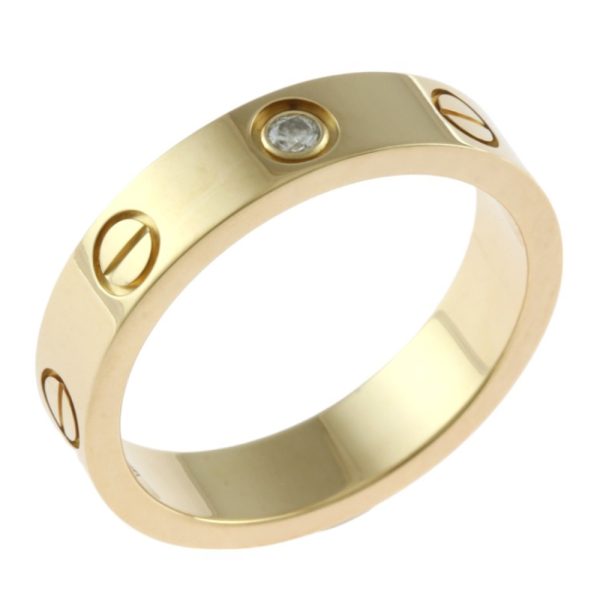 brj10000000123365 1 Cartier Mini Love Ring Size No 8 18k Yellow Gold Diamond