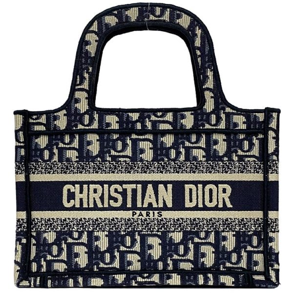 f 19111 1 Christian Dior Book Tote Mini Canvas Navy Blue