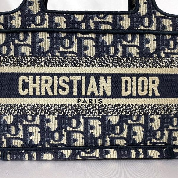 f 19111 5 Christian Dior Book Tote Mini Canvas Navy Blue