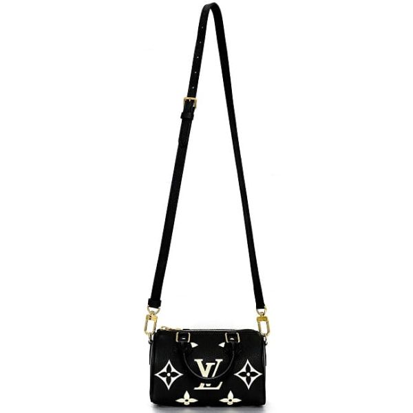 f 19381 2 Louis Vuitton 2way Nano Bag Speedy Black Monogram Leather Black