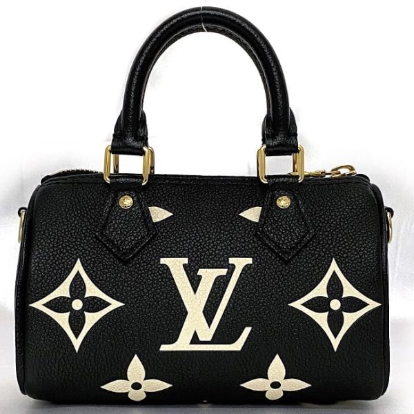 f 19381 4 Louis Vuitton 2way Nano Bag Speedy Black Monogram Leather Black