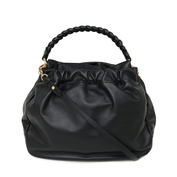 wa062671mi85754 1 Miu Miu Leather 2WAY Hobo Handbag Shoulder Bag Black