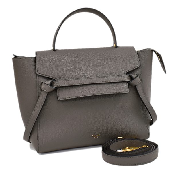 1 Celine Micro Belt Bag 2way Handbag Shoulder Bag Leather Charcoal Gray