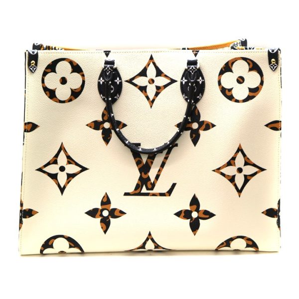 1 Louis Vuitton On the Go GM Monogram Jungle Ivory White Orange Handbag Shoulder Bag