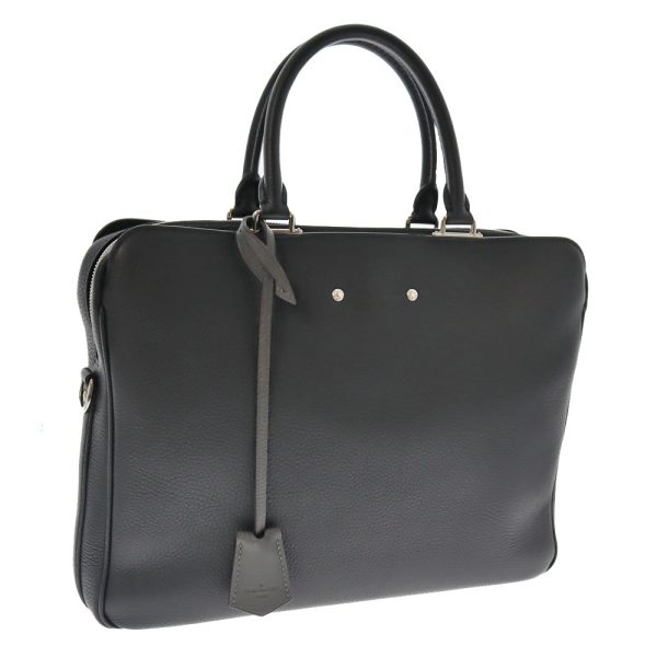 1 Louis Vuitton Armand Briefcase MM Taurillon Leather Tote Document Business Briefcase Handbag Black