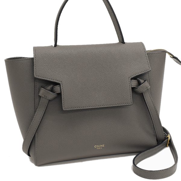 1 Celine Nano Belt Bag 2way Bag Grained Calfskin Gray