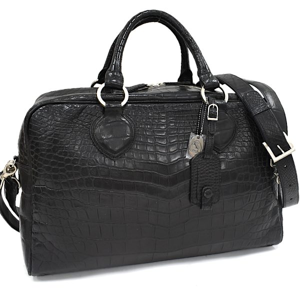 1 Zao Jra Boston Bag Handbag Crocodile Leather Black