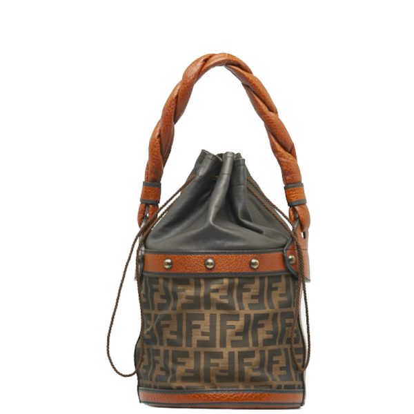 1 Fendi Zucca Bucket Handbag Shoulder Bag BrownBlack