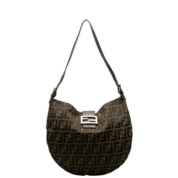 1 Fendi Zucca Half Moon Shoulder Shoulder Bag Brown