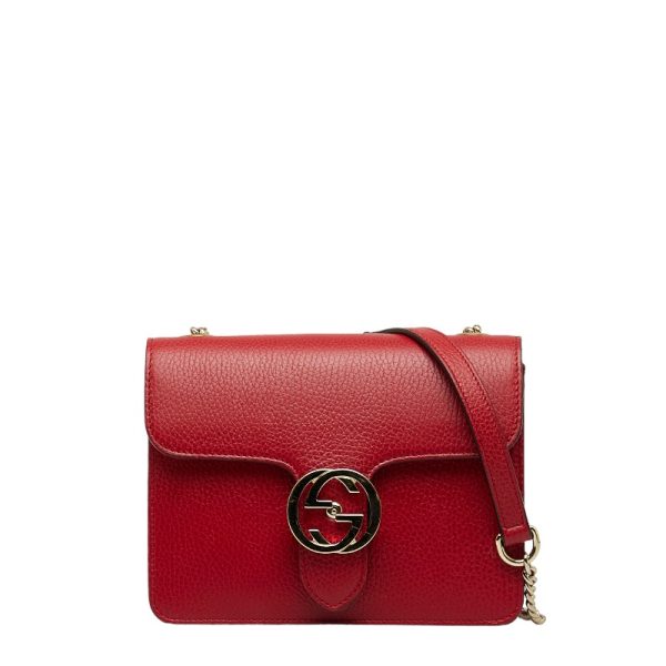 1 Gucci Interlocking G Chain Shoulder Bag Red