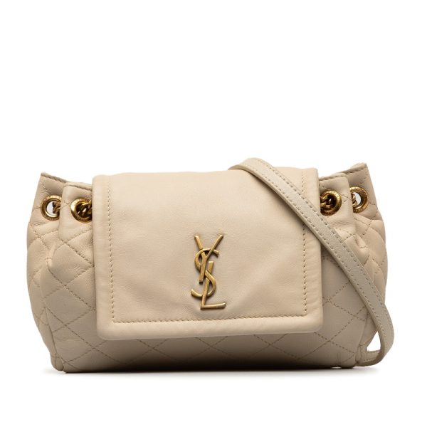 1 Saint Laurent Mini Chain Crossbody Shoulder Bag Beige