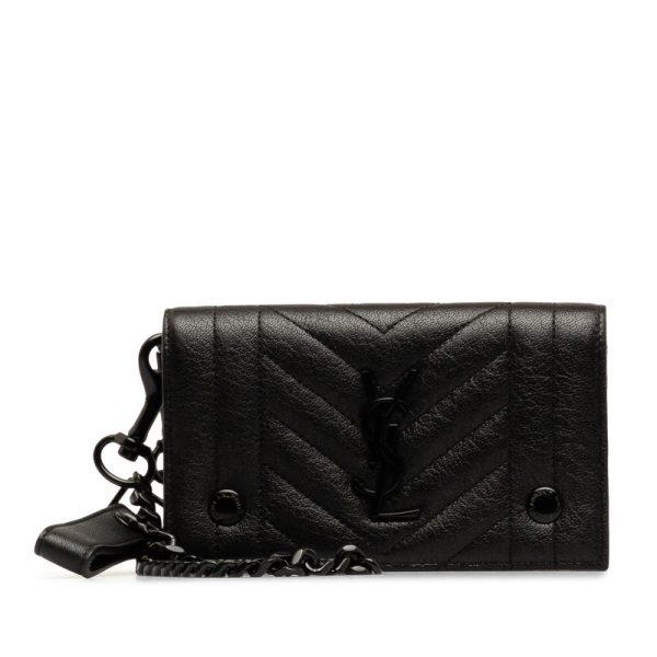 1 Saint Laurent Stitch Shoulder Bag Chain Wallet Black