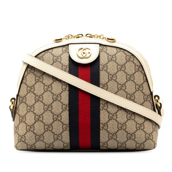 1 Gucci Ophidia GG Supreme Sherry Line Shoulder Bag White Red