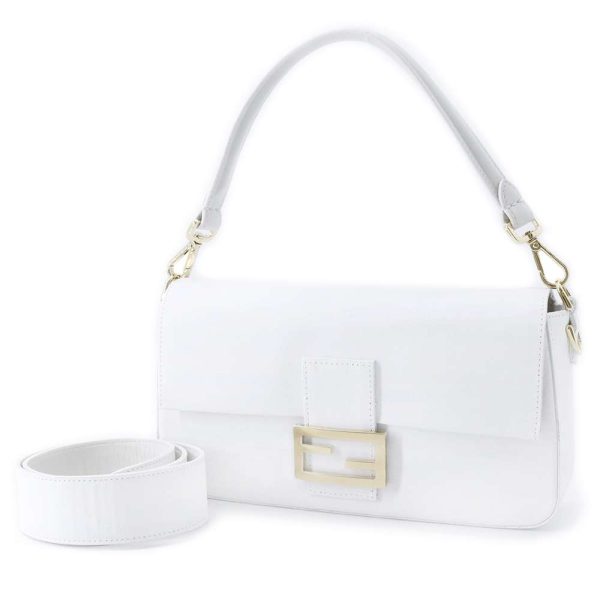 1 Fendi Shoulder Bag Baguette Drawing Bucket Bag White