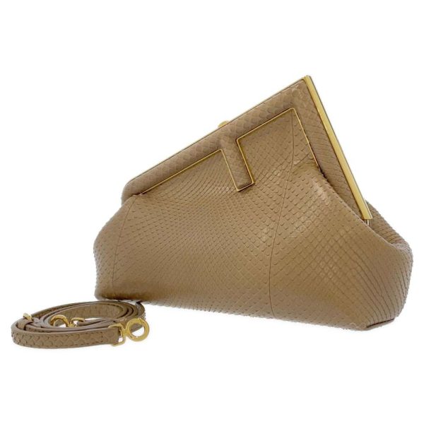 1 Fendi Shoulder Bag Small Python Clutch Bag Beige