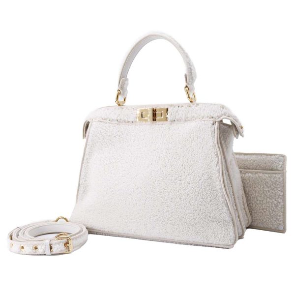 1 Fendi Handbag Peekaboo Medium 2way Shoulder Bag White