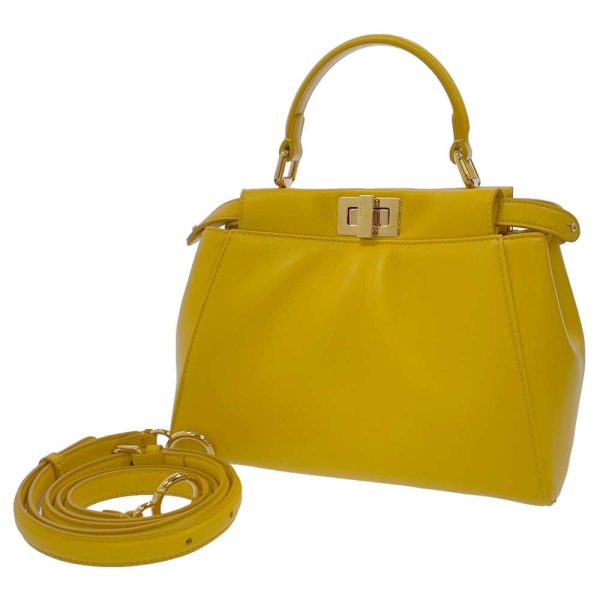 1 Fendi Handbag Mini Peekaboo Leather Yellow