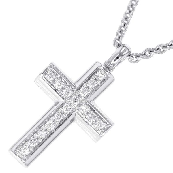 1 Bvlgari Necklace Latin Cross Diamond K18wg White Gold