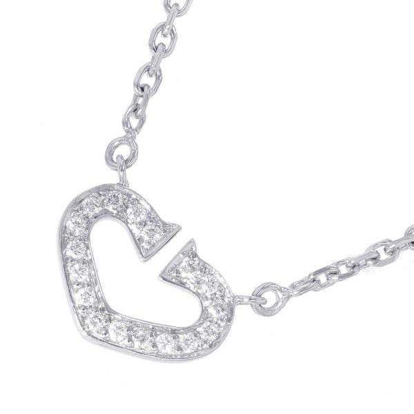 1 Cartier Necklace C Heart Diamond K18WG White