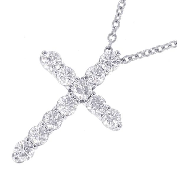 1 Tiffany Necklace Cross Small Diamond Pt950 Platinum