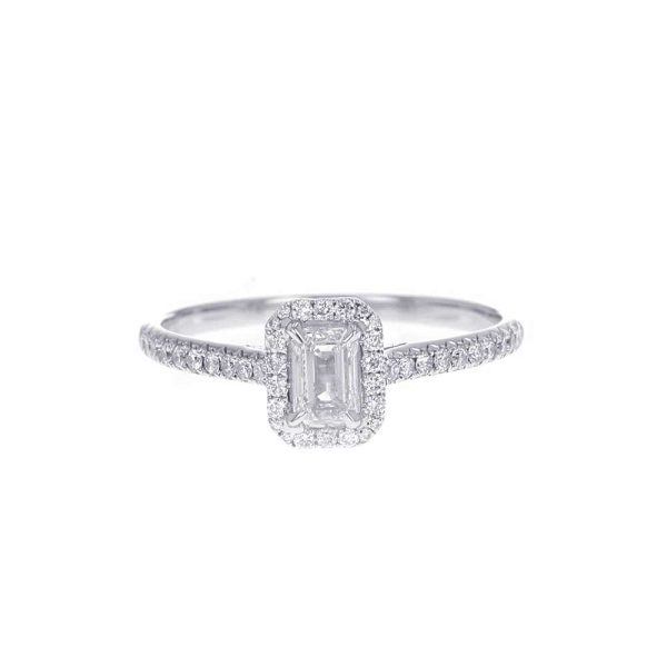 1 Diamond Ring Emerald Cut Diamond K18wg White