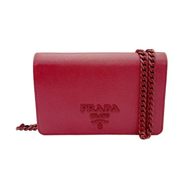 1 Prada Crossbody Shoulder Bag Pochette Leather Red