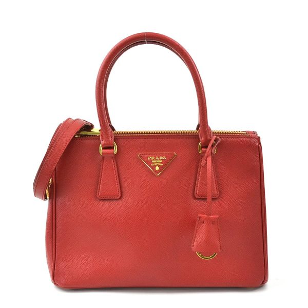 1 Prada Handbag Shoulder Bag Galleria Leather Red