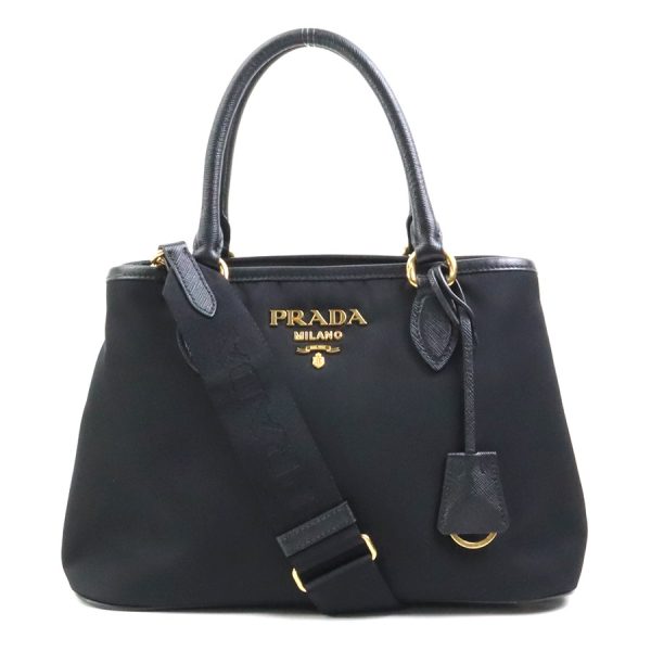 1 Prada Handbag Crossbody Shoulder Bag NylonLeather Black